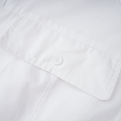 Dulcie white front-slit shirred shirt dress