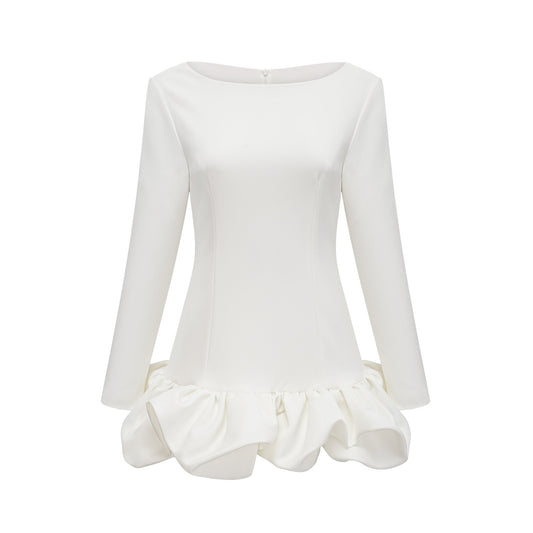 Elodie bubble-skirt mini dress in White