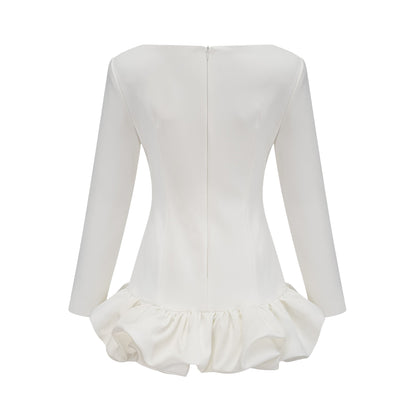 Elodie bubble-skirt mini dress in White