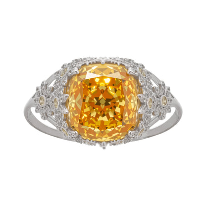 Amandine Yellow Halo-Set Gemstone Ring