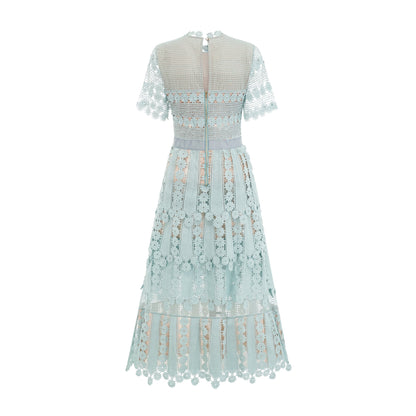 Océane green floral embroidered midi dress
