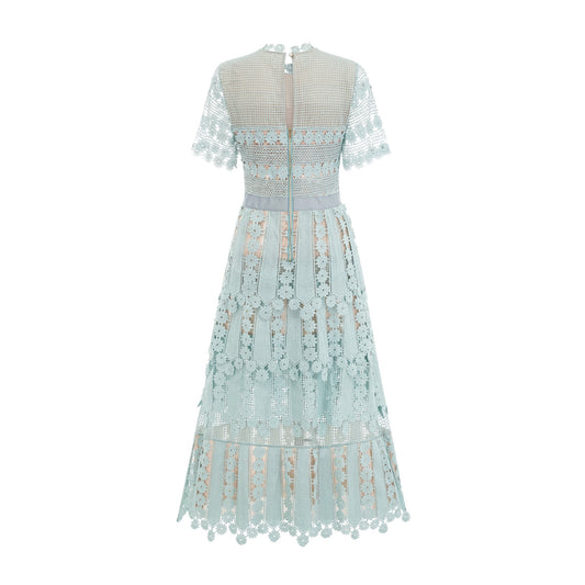 Océane green floral embroidered midi dress