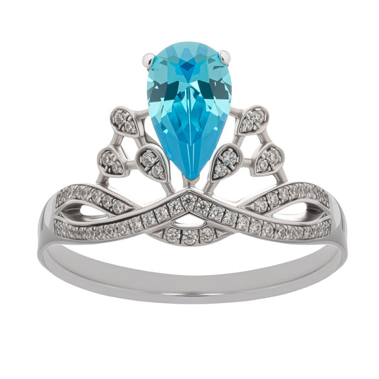 Colette Blue Pear Cut Gemstone Sterling Silver Ring