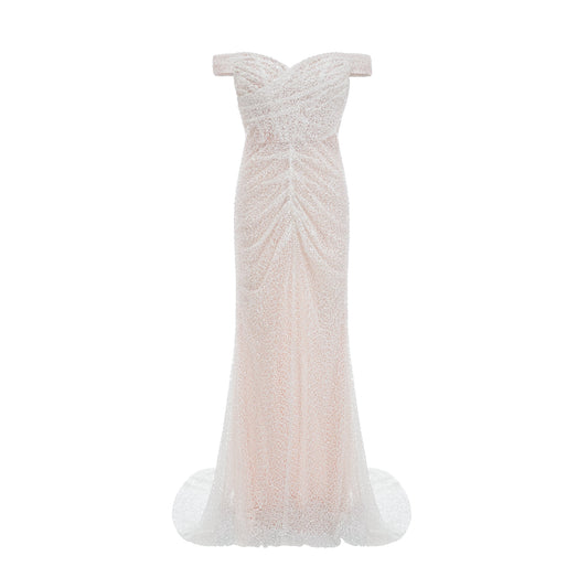 Margot white embellished off-shoulder maxi dress