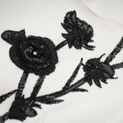 Vanessa white faux-flower embellished mini dress