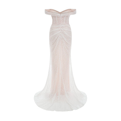 Margot white embellished off-shoulder maxi dress
