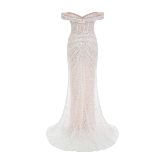 Margot white embellished off-shoulder maxi dress