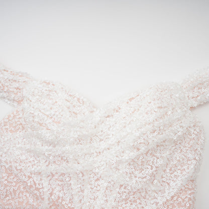 Margot white embellished off-shoulder maxi dress