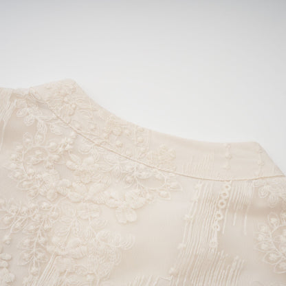 Roxane neutrals lace-embroidered midi dress