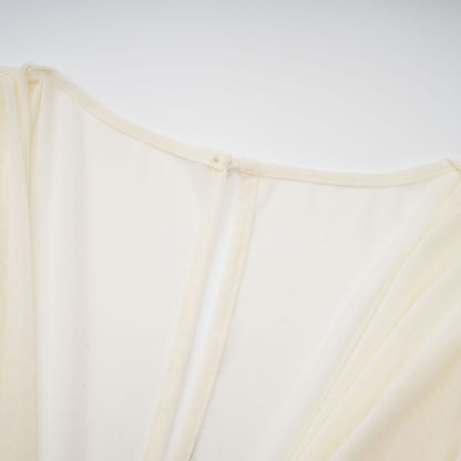 Léontine color-blocked flower-brooch ruched midi dress