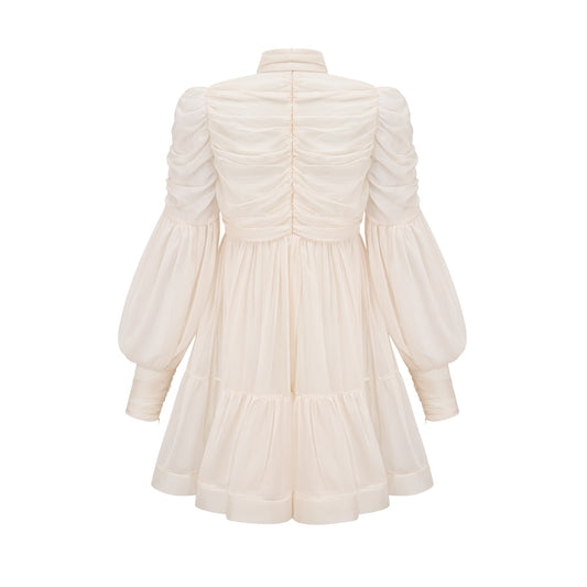 Thibaulte tuck-detail pleated tulle mini dress