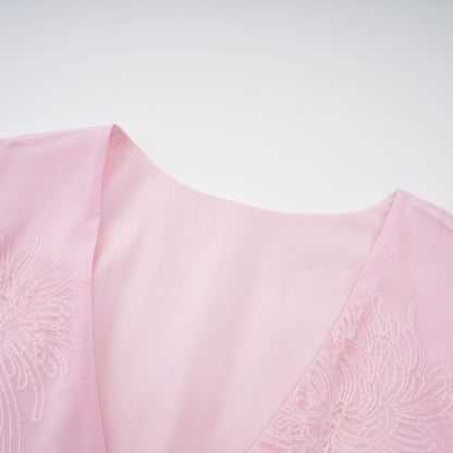 Florence pink floral-embroidered layered mini dress