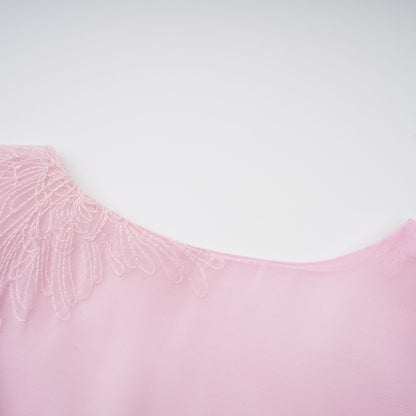 Florence pink floral-embroidered layered mini dress