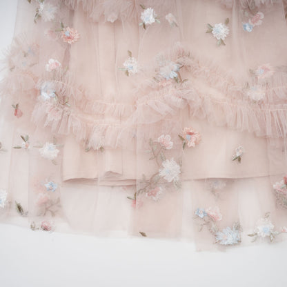 Kévina floral-embroidered tiered ruffled midi dress