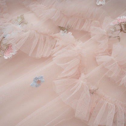 Kévina floral-embroidered tiered ruffled midi dress