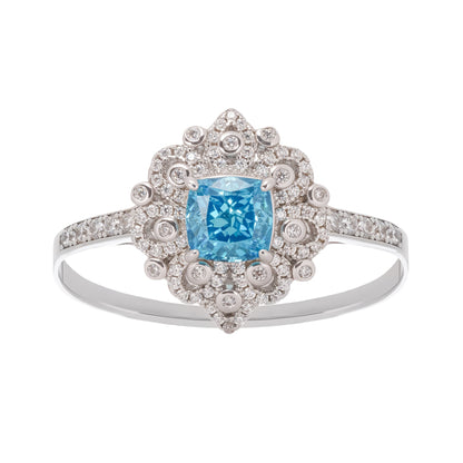 Énigme Blue Cushion Cut Gemstone Sterling Silver Ring