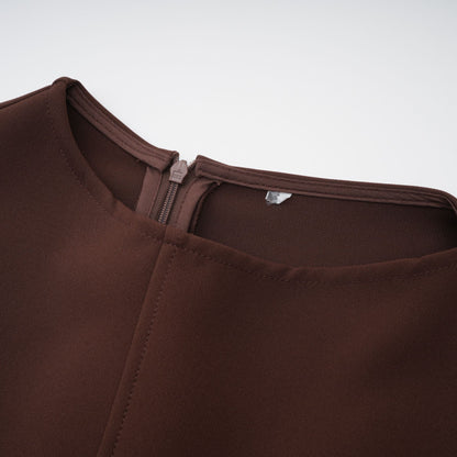 Jenifier brown asymmetrical midi dress
