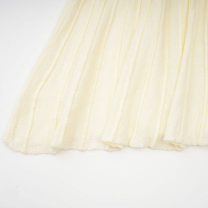 Émeline white knitted pleated midi dress
