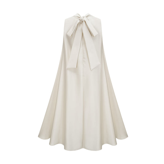 Émilie sleeveless floral-applique midi dress in White