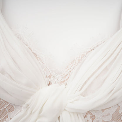 Arantxa white lace pleated maxi dress