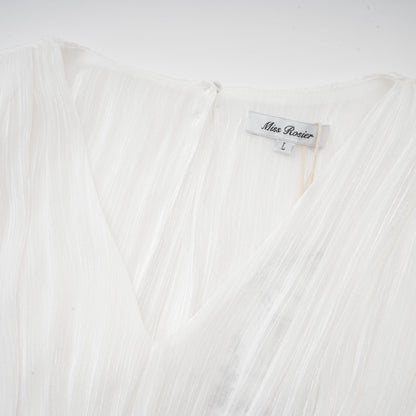 Rosier fully-pleated cinched mini dress in White