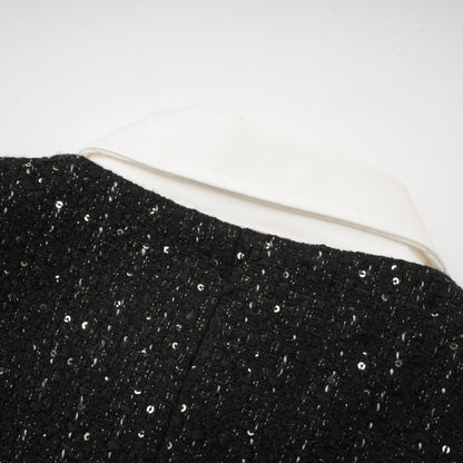 Audrey black sequin panelled tweed mini dress