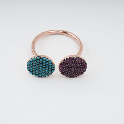 Adélaïd Two Tone Pavé-Set Adjustable Gemstone Ring