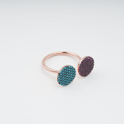 Adélaïd Two Tone Pavé-Set Adjustable Gemstone Ring