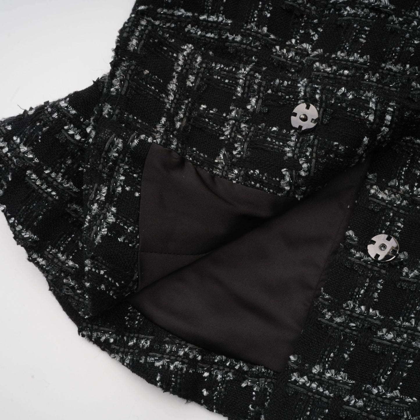Axelle black checked tweed vest top & skirt matching set