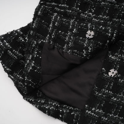 Axelle black checked tweed vest top & skirt matching set