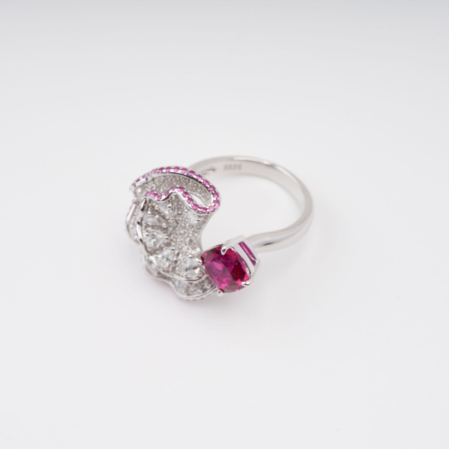 Daphné Rose Pink Moonlit Wave Adjustable Sterling Silver Ring