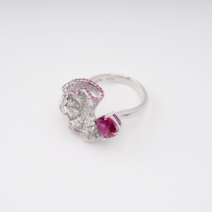 Daphné Rose Pink Moonlit Wave Adjustable Sterling Silver Ring