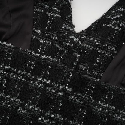 Axelle black checked tweed vest top & skirt matching set