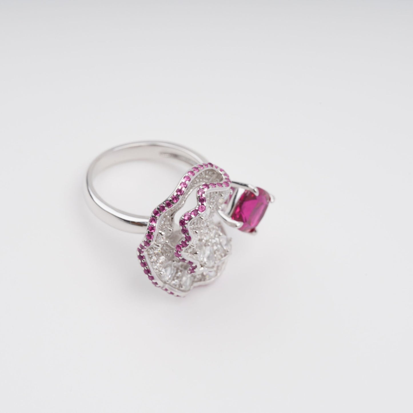 Daphné Rose Pink Moonlit Wave Adjustable Sterling Silver Ring