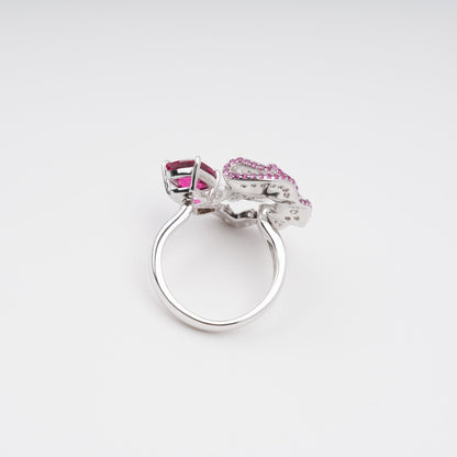Daphné Rose Pink Moonlit Wave Adjustable Sterling Silver Ring