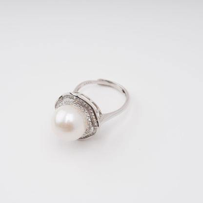 Hortense Sterling Silver Pearl Adjustable Ring