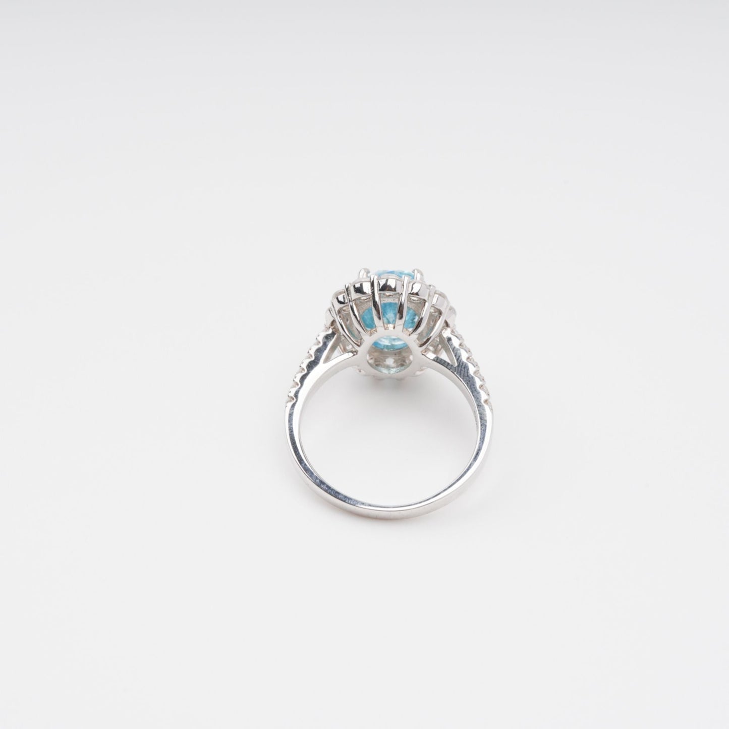 Angle Blue Oval Gemstone Sterling Silver Ring