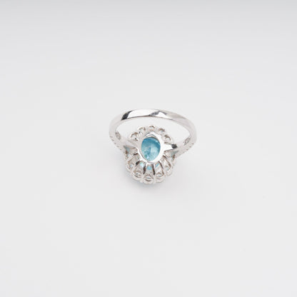 Angle Blue Oval Gemstone Sterling Silver Ring