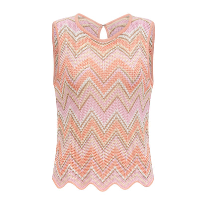 Irina Pink Zigzag Pointelle Knit Matching Set