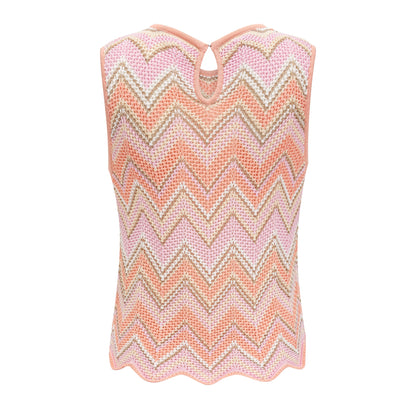 Irina Pink Zigzag Pointelle Knit Matching Set