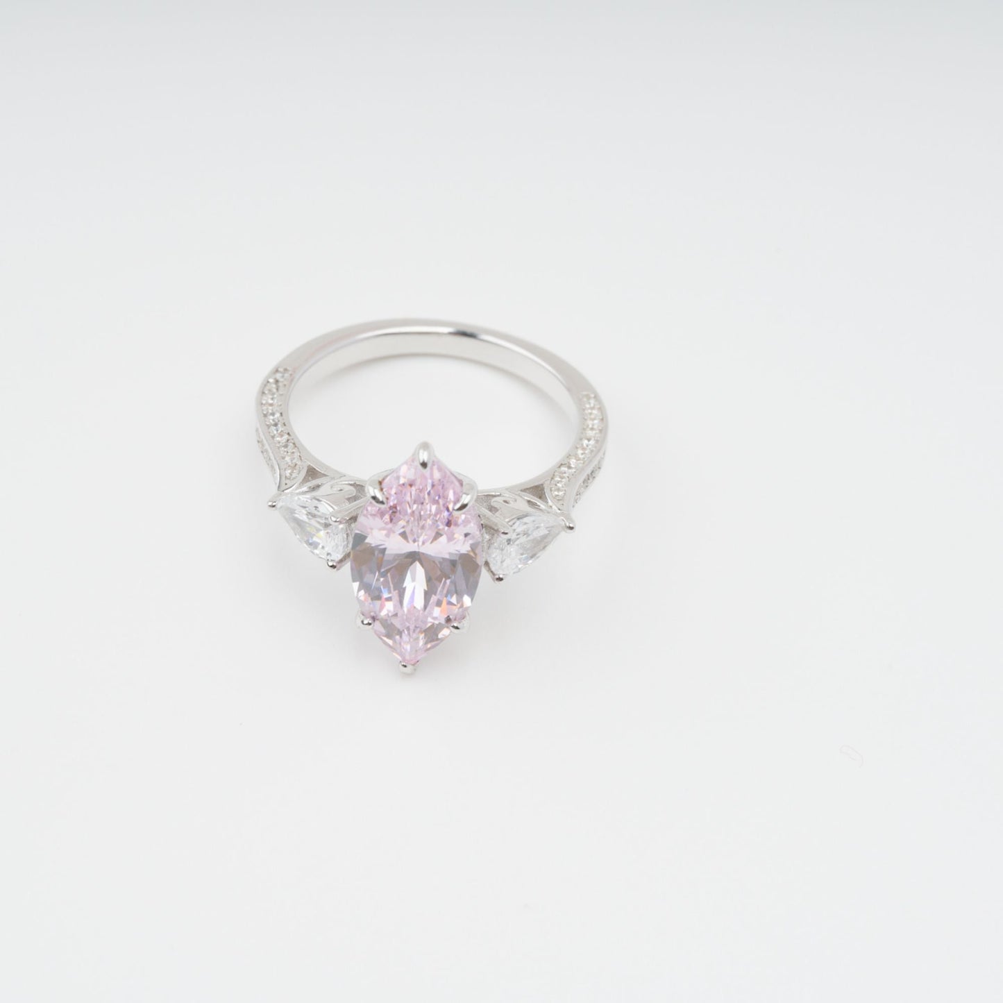 Attrape-Rêve Pink Crystal Embellished Sterling Silver Ring