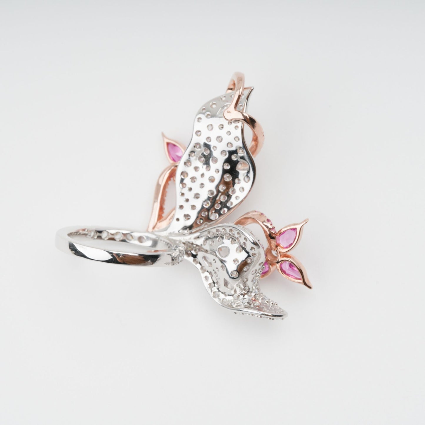Scintillement Pink Crystal Embellished Sterling Silver Ring Set (3 Pieces)