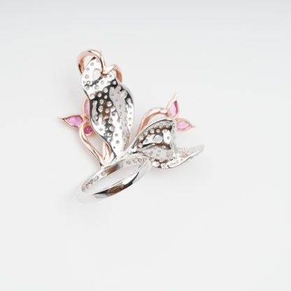 Scintillement Pink Crystal Embellished Sterling Silver Ring Set (3 Pieces)