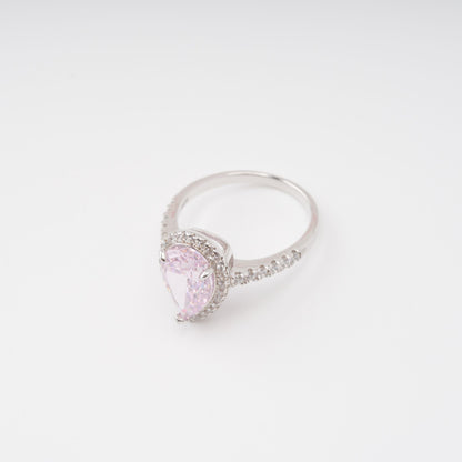Éclat Pink Pear Shaped Gemstone Sterling Silver Ring