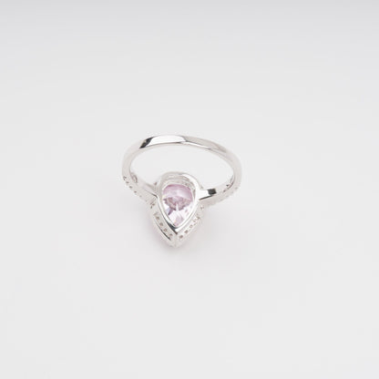 Éclat Pink Pear Shaped Gemstone Sterling Silver Ring