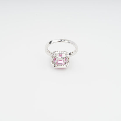 Hélène Pink Emerald Cut Zircon Gemstone Sterling Silver Ring