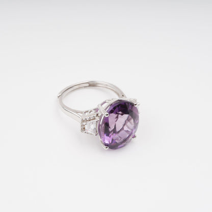 Héraldique Purple Oval Gemstone Sterling Silver Ring