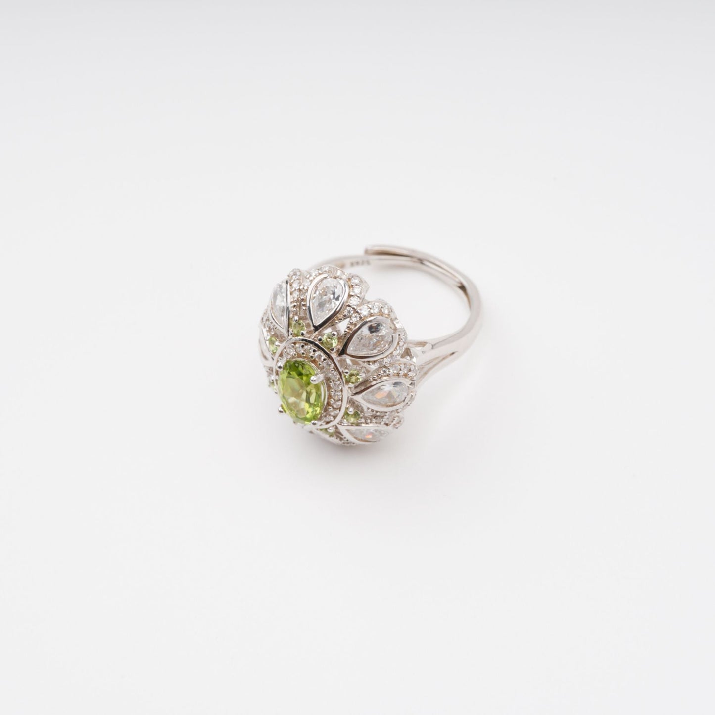 Joyau Olive Green Oval Gemstone Sterling Silver Ring