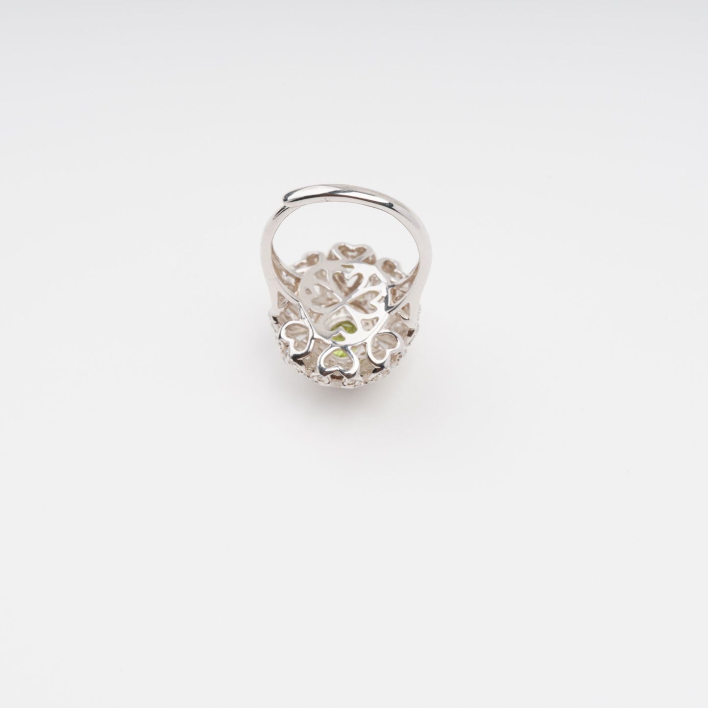 Joyau Olive Green Oval Gemstone Sterling Silver Ring