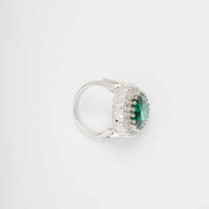 Lumière Green Pear Cut Gemstone Sterling Silver Ring